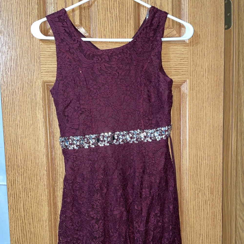 Kids Size 14 Maroon Speechless Lace Fit and Flare Mini Dress